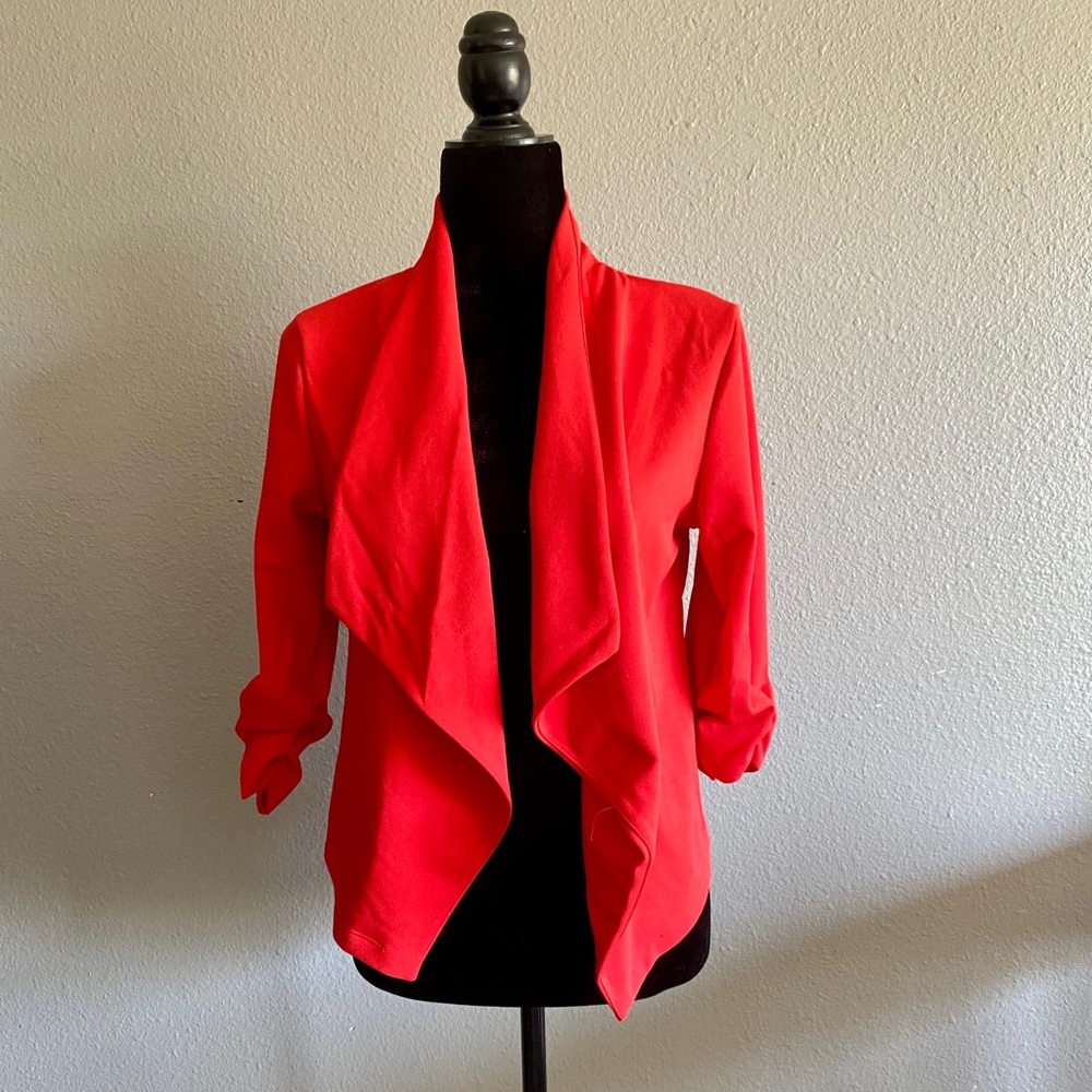 Red orange duster blazer